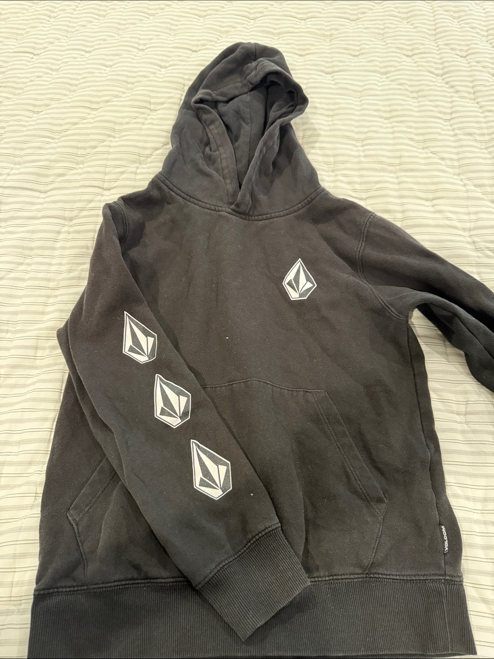 Volcom Black Pullover Hoodie with White Logo Accents